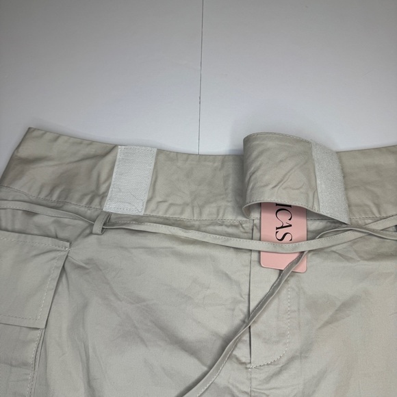 MICAS Utility Cargo Mini Skirt Beige XL – Y2K Street Style, Adjustable Waist - Picture 4 of 9